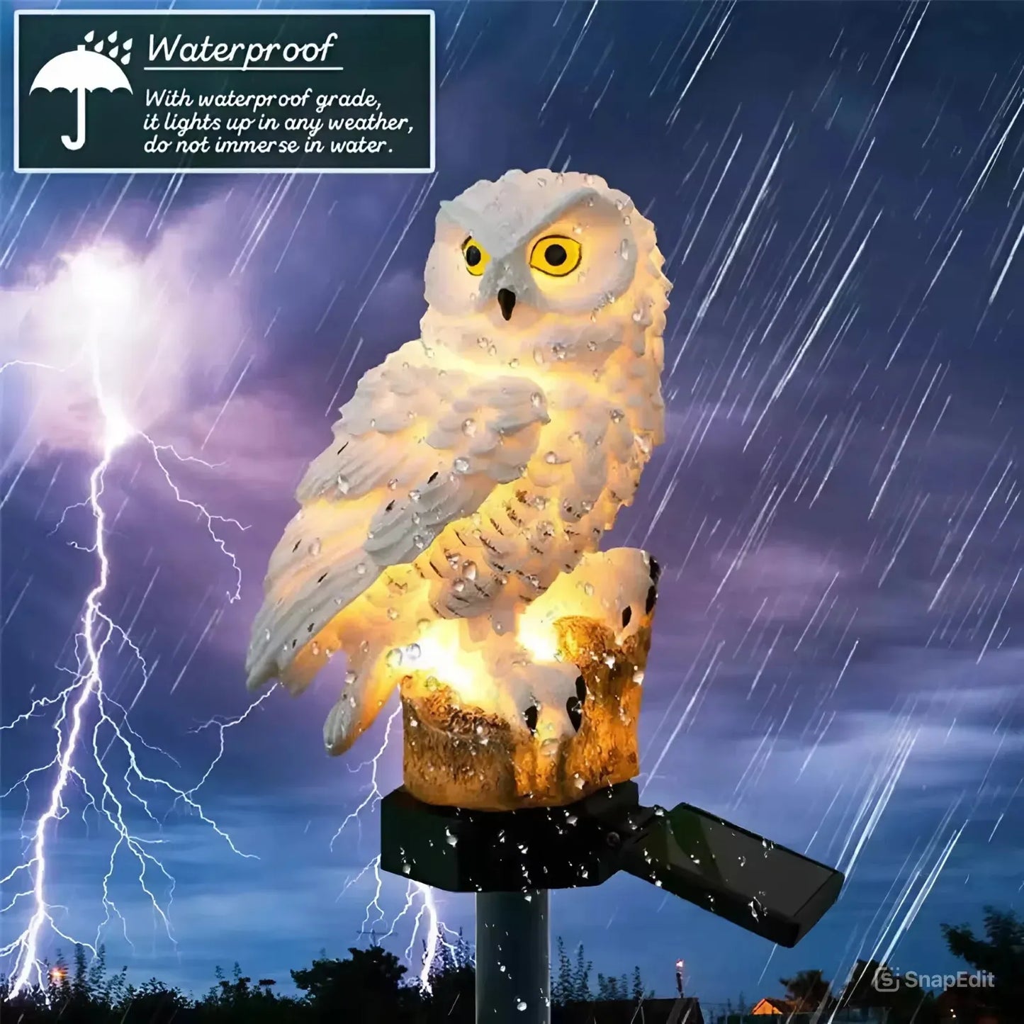 Charming Solar Owl Garden Light | Waterproof Outdoor Yard Ornament