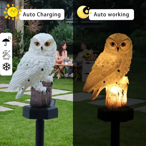Charming Solar Owl Garden Light | Waterproof Outdoor Yard Ornament